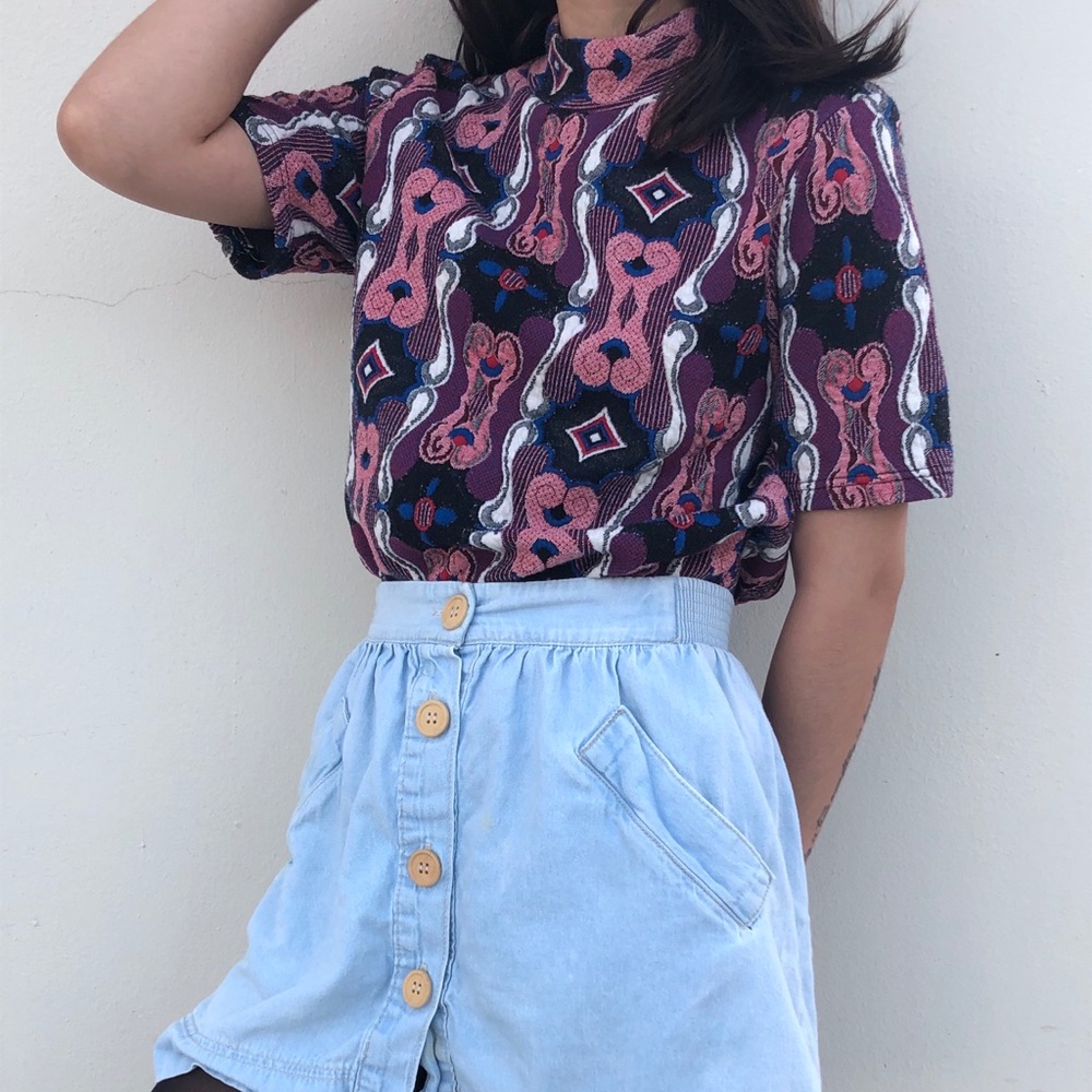 zara brocade pattern turtleneck top